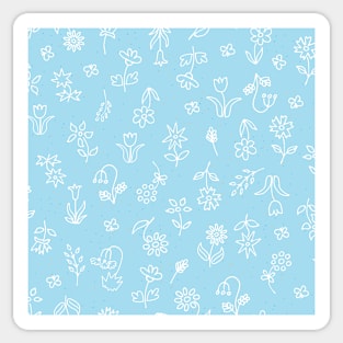 Baby Blue and Mustard Doodle Scribble Floral Design Sticker